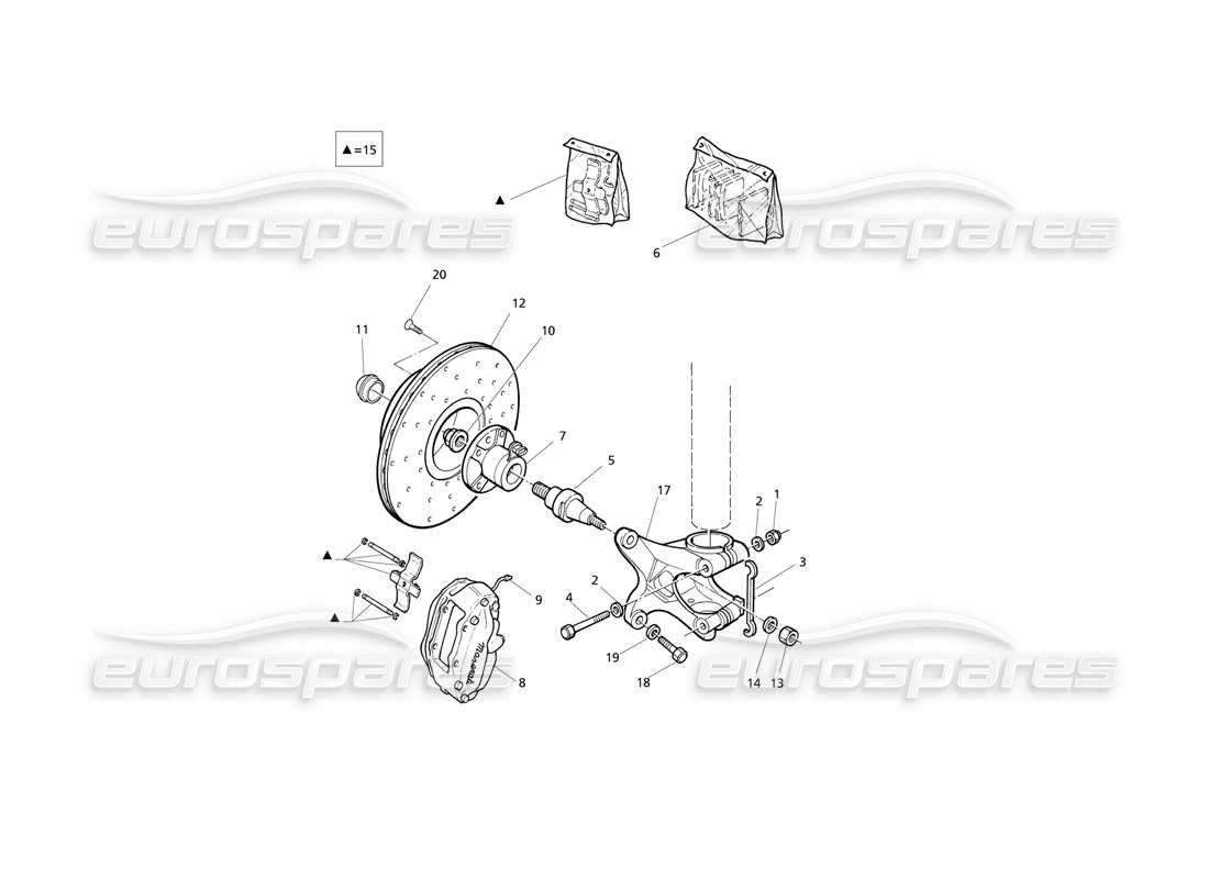 maserati qtp v8 evoluzione moyeux et freins avant avec diagramme de pièces abs