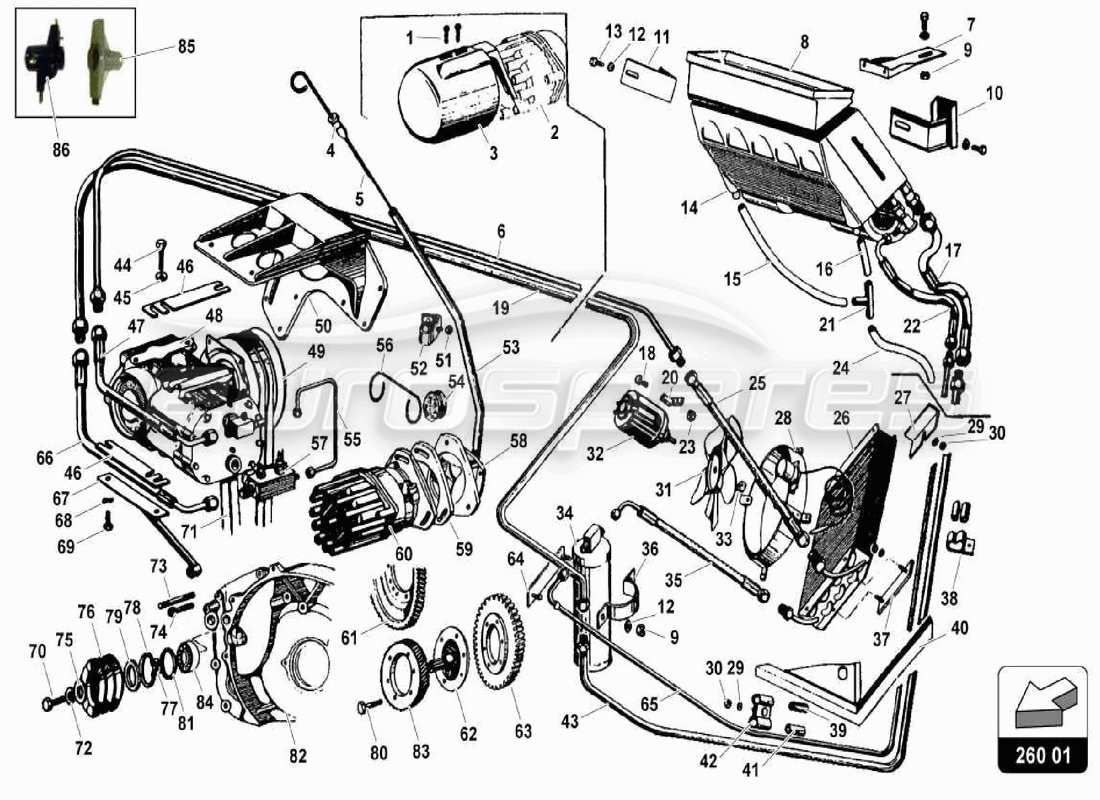 lamborghini miura p400 système de conditionnement d'air schéma des pièces
