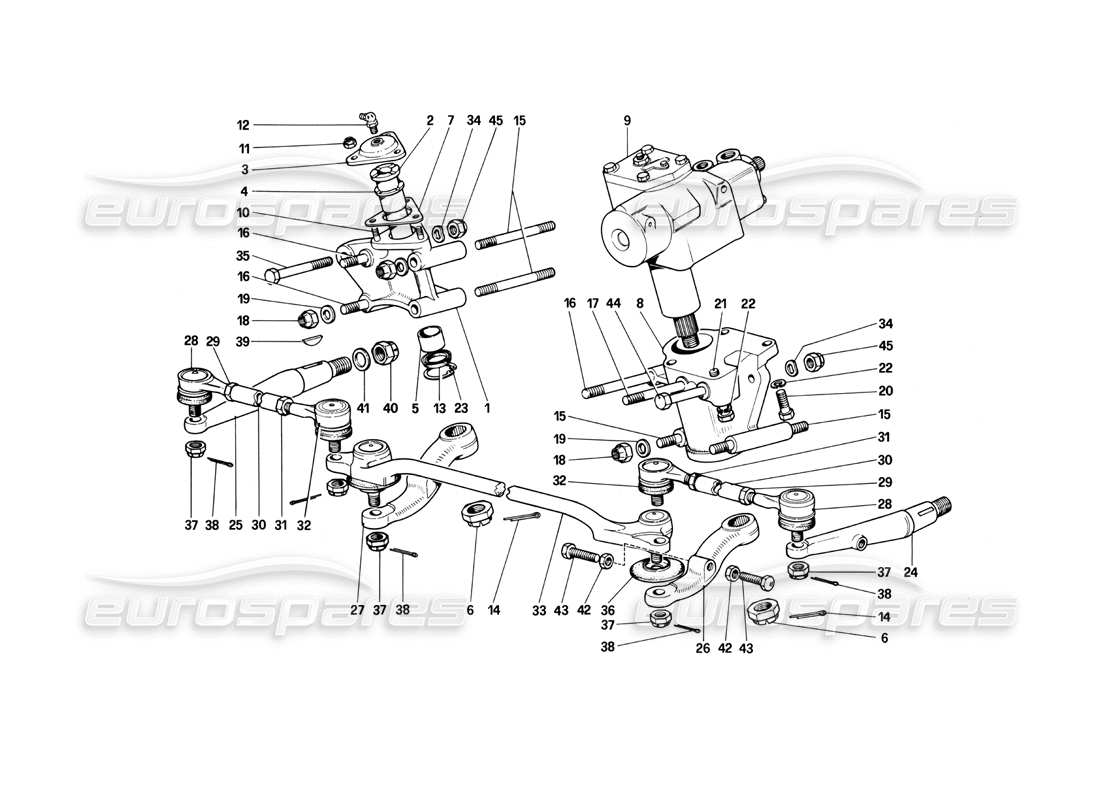 ferrari 400i (1983 mechanical) liaison de direction schéma des pièces