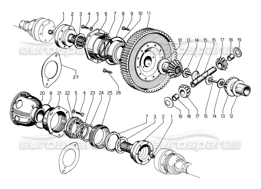 lamborghini urraco p300 différentiel diagramme de pièce