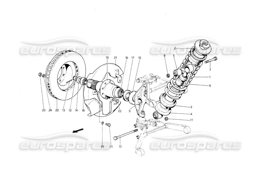 ferrari 512 bb suspension avant. amortisseur schéma des pièces