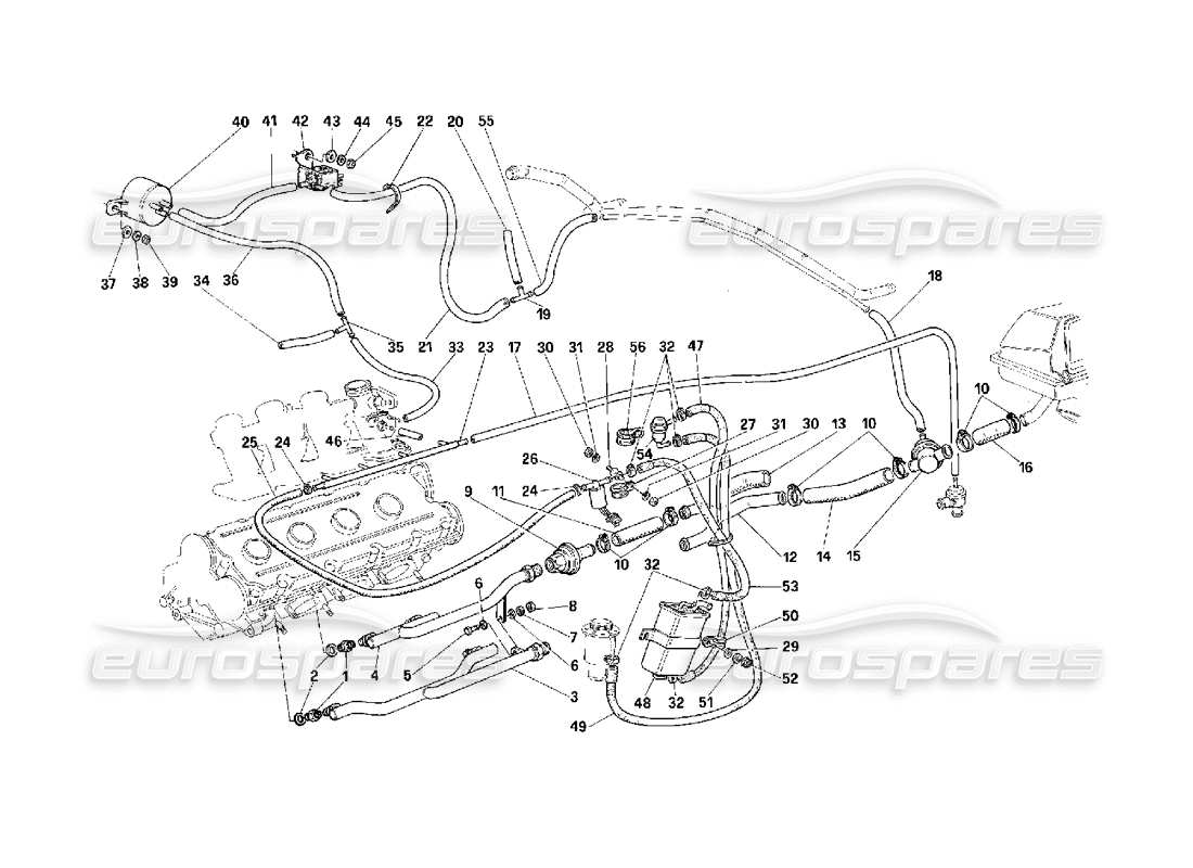ferrari f40 dispositif d'injection d'air -valable pour les états-unis- schéma des pièces