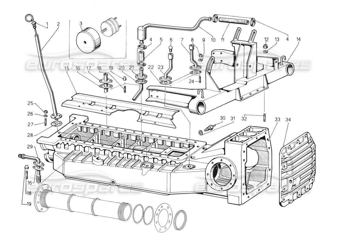 lamborghini countach 5000 qv (1985) diagramme des pièces du puisard