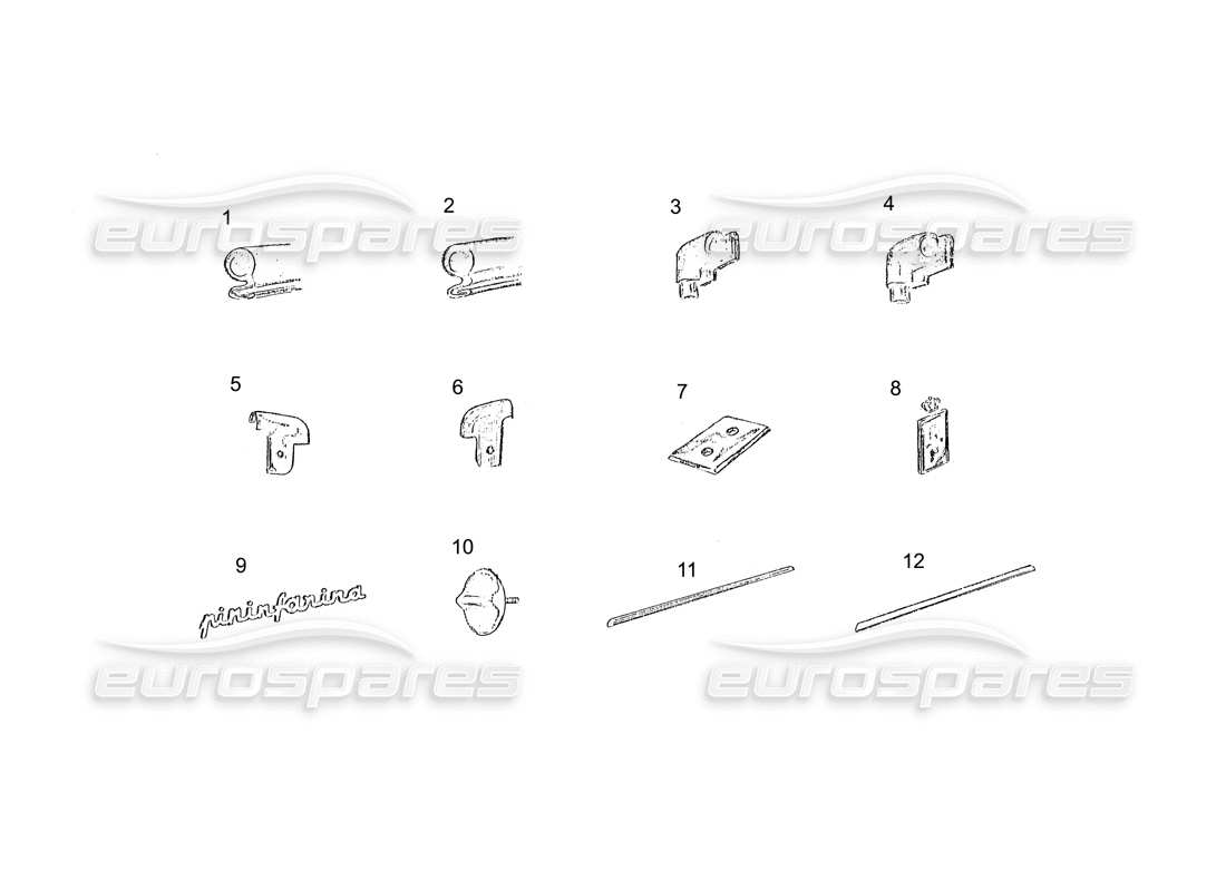 ferrari 250 gt (coachwork) schéma des pièces des badges et des raccords
