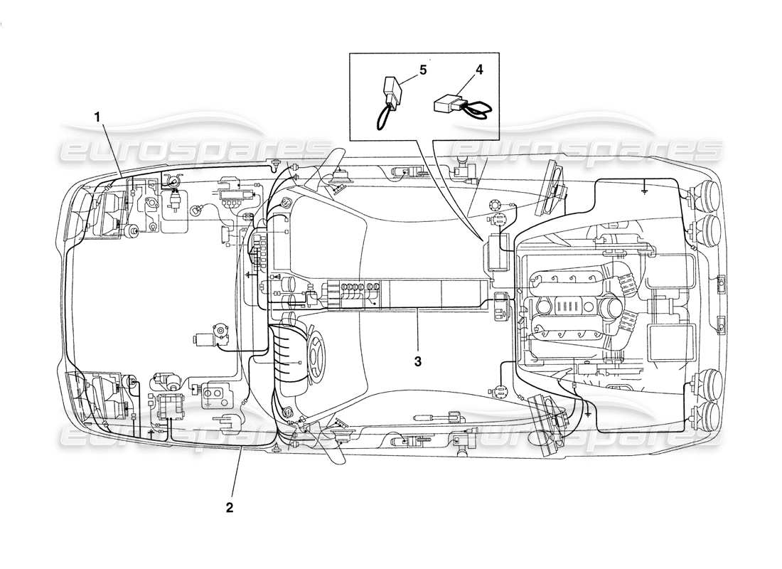 ferrari 355 challenge (1999) système électrique schéma des pièces