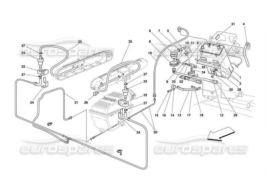 ferrari 550 barchetta dispositif anti-évaporation -valable pour les états-unis et le canada- schéma des pièces