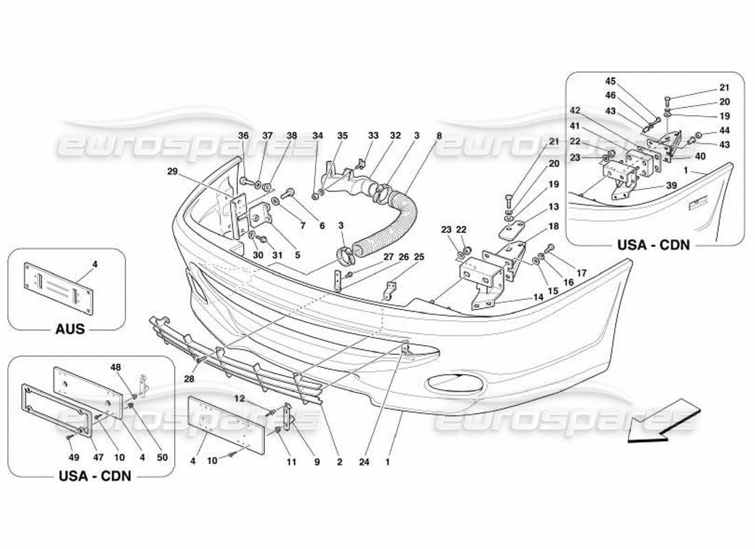 ferrari 550 barchetta pare-chocs avant schéma des pièces