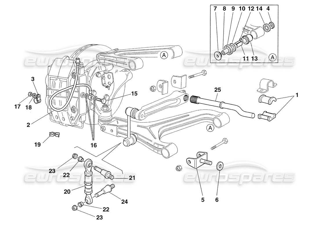 ferrari 355 challenge (1999) suspension avant et conduites de frein schéma des pièces