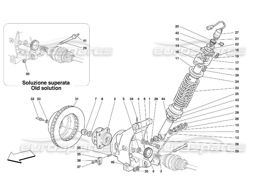 ferrari 456 gt/gta suspension arrière - amortisseur et disque de frein schéma des pièces