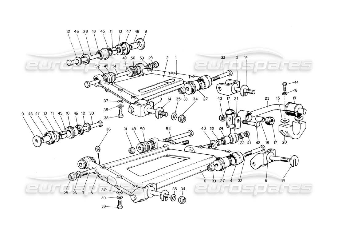 ferrari 400 gt (mechanical) suspension arrière - triangles schéma des pièces