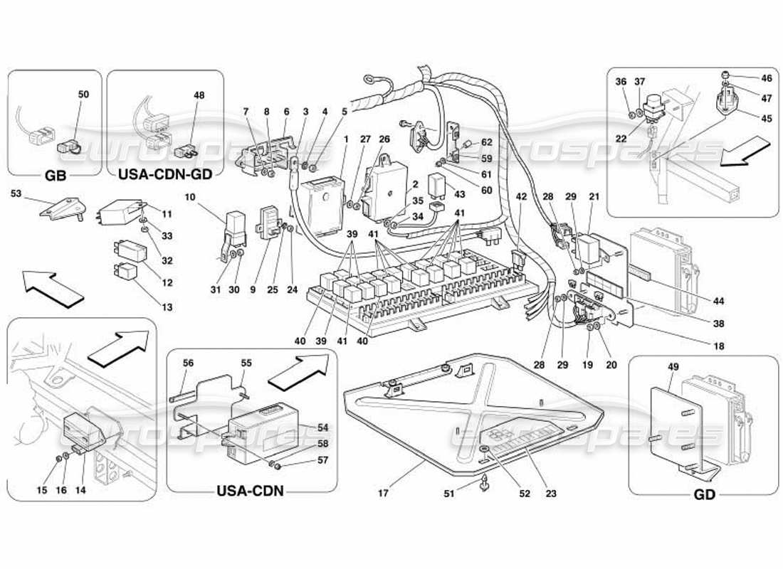 ferrari 550 barchetta schéma des pièces des tableaux électriques