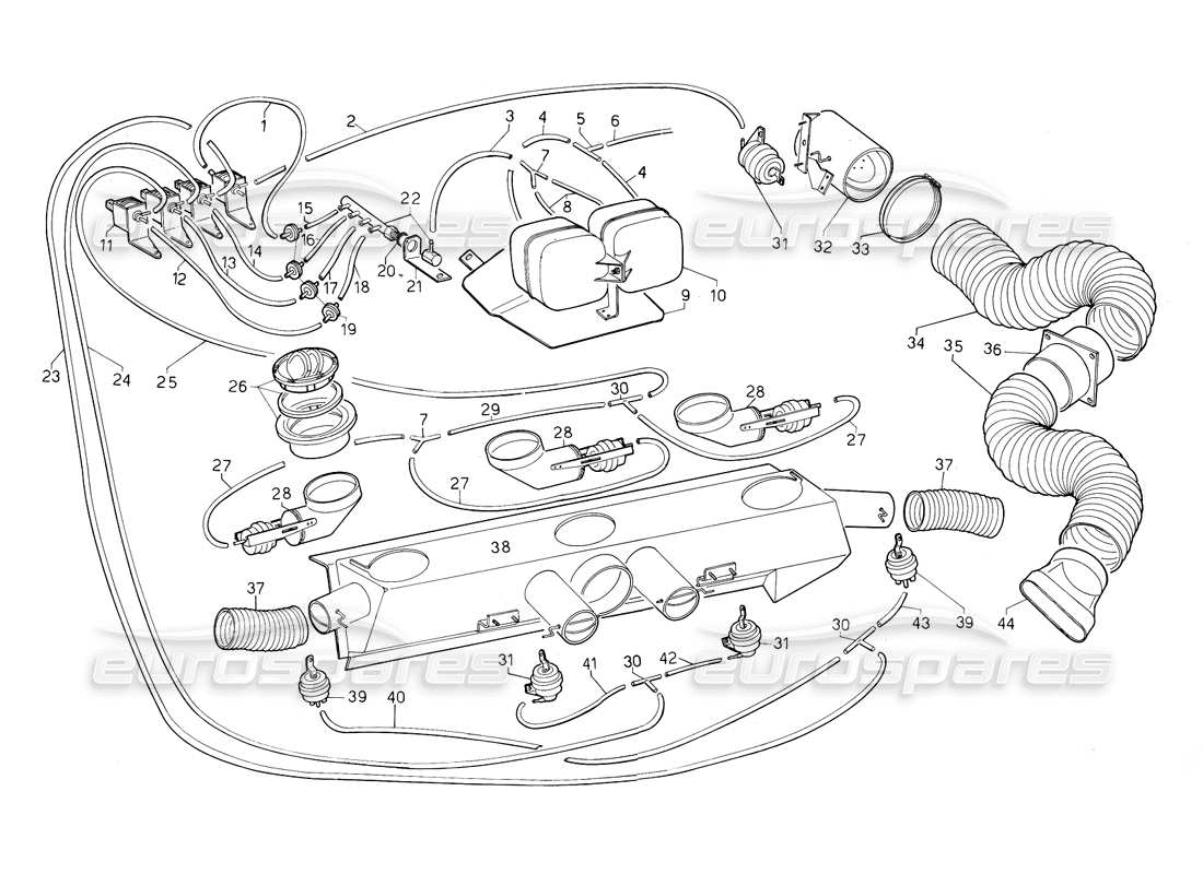 lamborghini countach 5000 qv (1985) divers (valable pour la variation qv - janvier 1987) diagramme de pièce