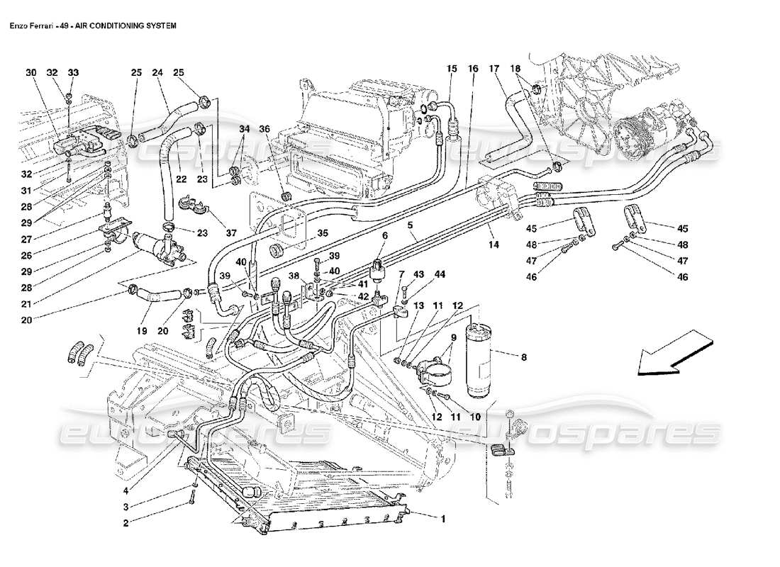 ferrari enzo système de conditionnement d'air schéma des pièces