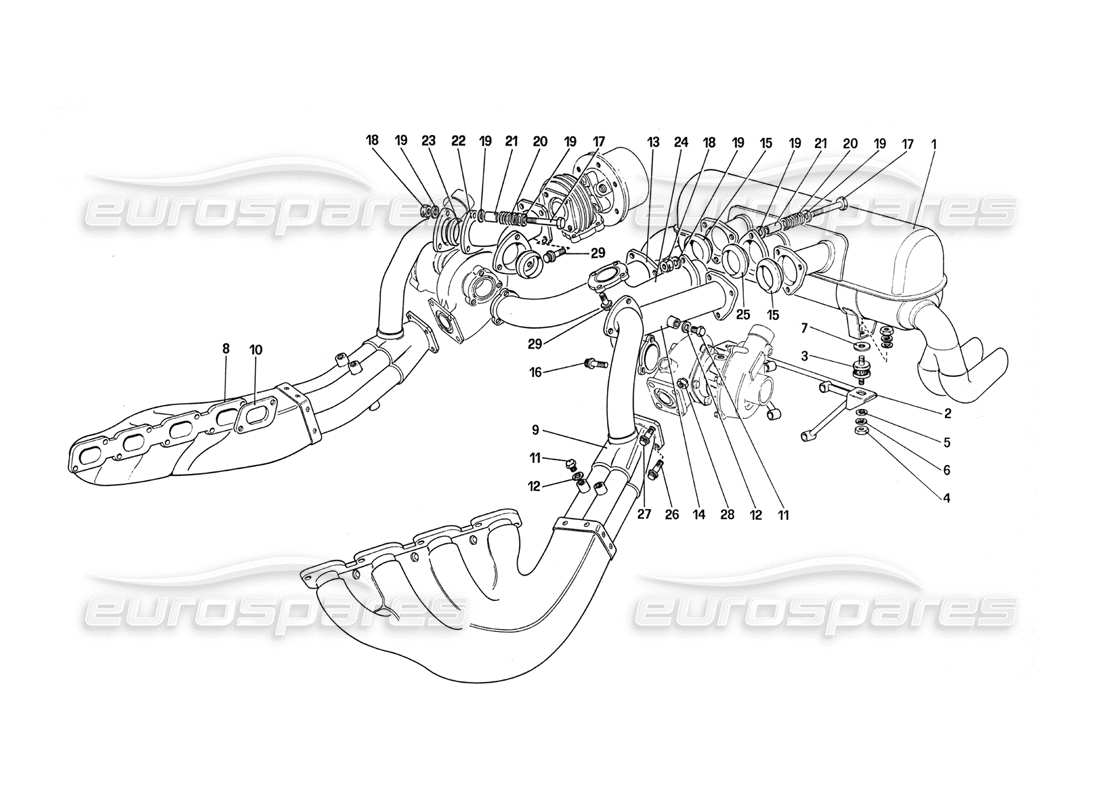 ferrari 288 gto système d'échappement schéma des pièces