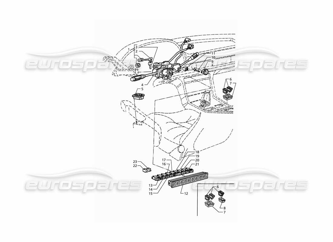 maserati qtp. 3.2 v8 (1999) commutateurs et verrouillage de direction schéma des pièces