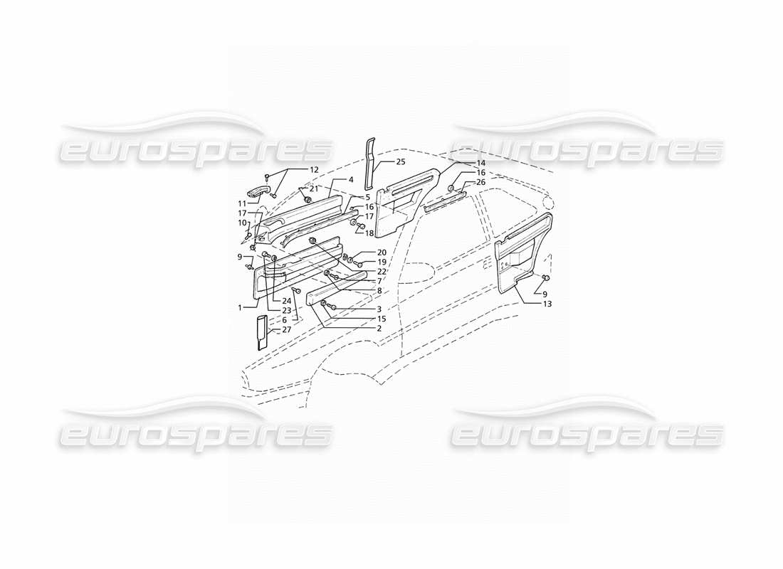 maserati ghibli 2.8 (abs) garnitures intérieures : diagramme des pièces des panneaux