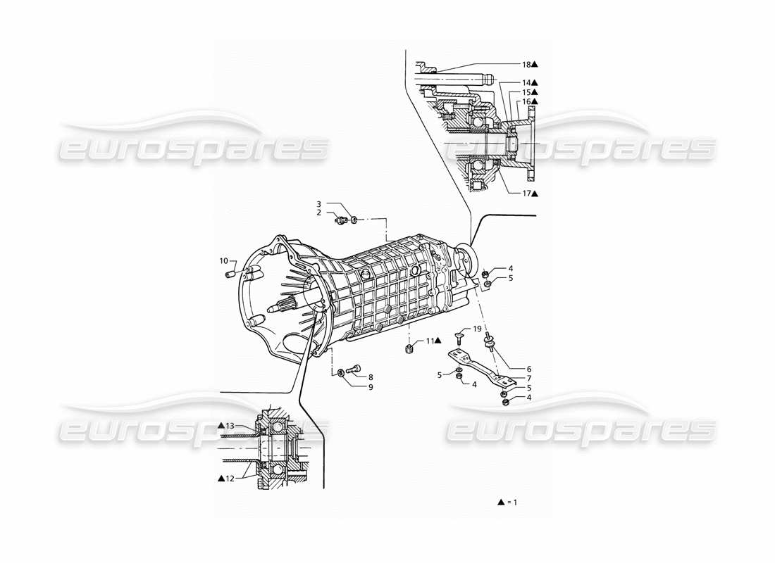 maserati ghibli 2.8 gt (variante) transmission manuelle getrag 6 vitesse schéma des pièces