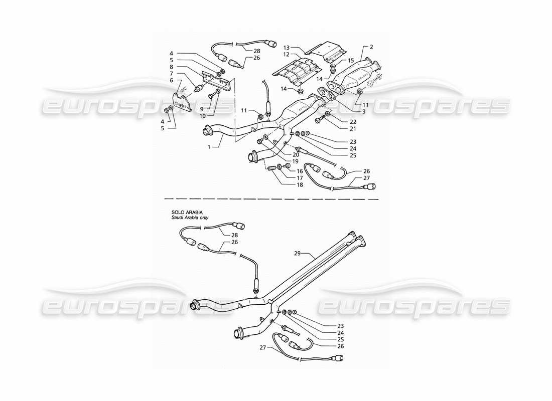 maserati qtp v6 (1996) système d'échappement avant schéma des pièces