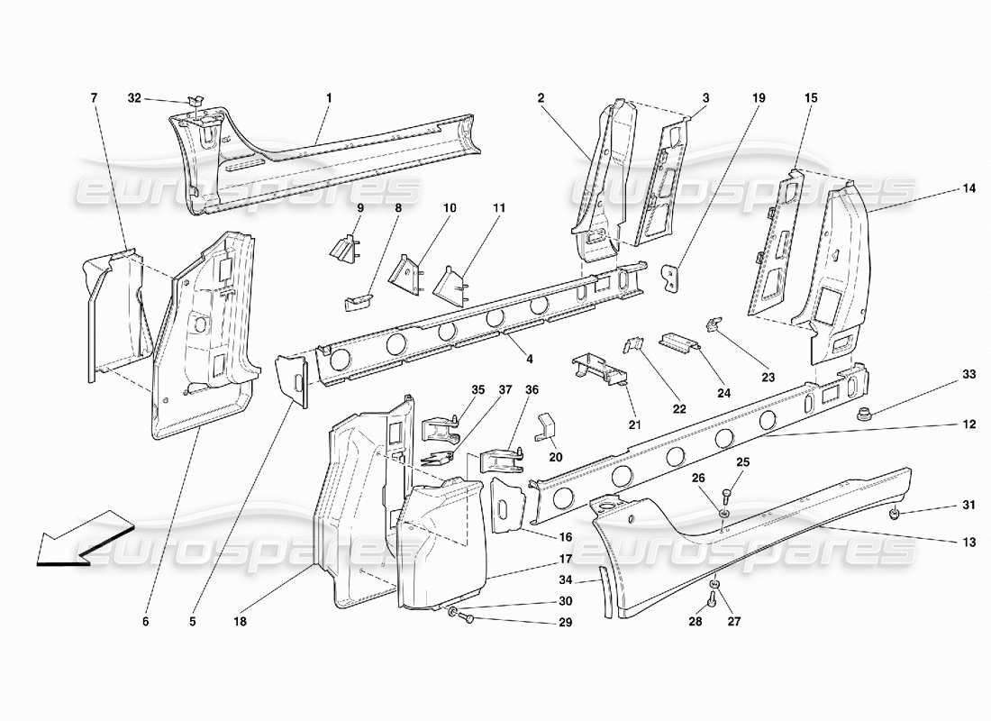 ferrari 456 gt/gta diagramme des pièces des structures centrales et des composants