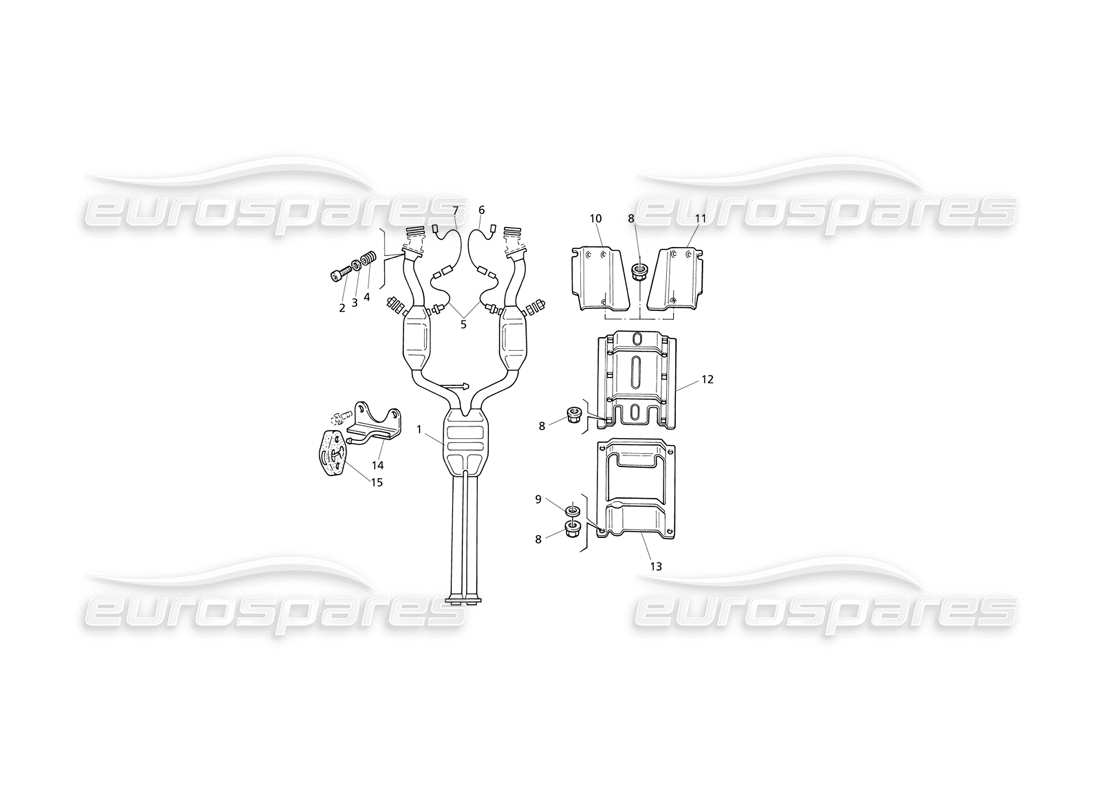 maserati qtp v8 evoluzione système d'échappement avant schéma des pièces
