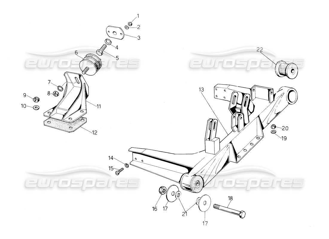 lamborghini countach 5000 qvi (1989) schéma des pièces des supports de moteur