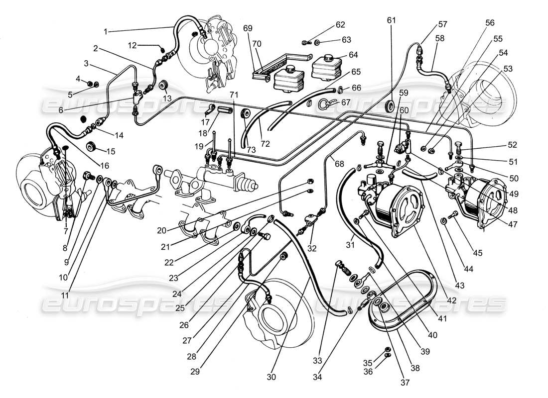 LAMBORGHINI ESPADA SYSTÈME DE FREINAGE SCHÉMA DES PIÈCES lamborghini espada système de freinage schéma des pièces