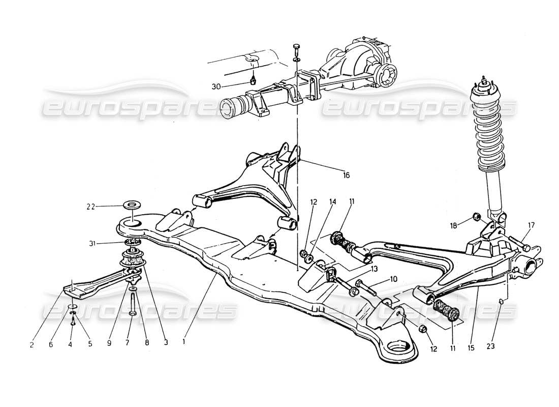 maserati 418 / 4.24v / 430 schéma des pièces de la suspension arrière