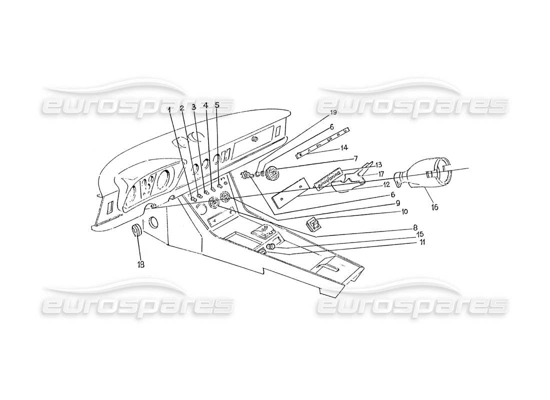 ferrari 330 gtc / 365 gtc (coachwork) accessoires pour bouches d'aération et interrupteurs intérieurs schéma des pièces