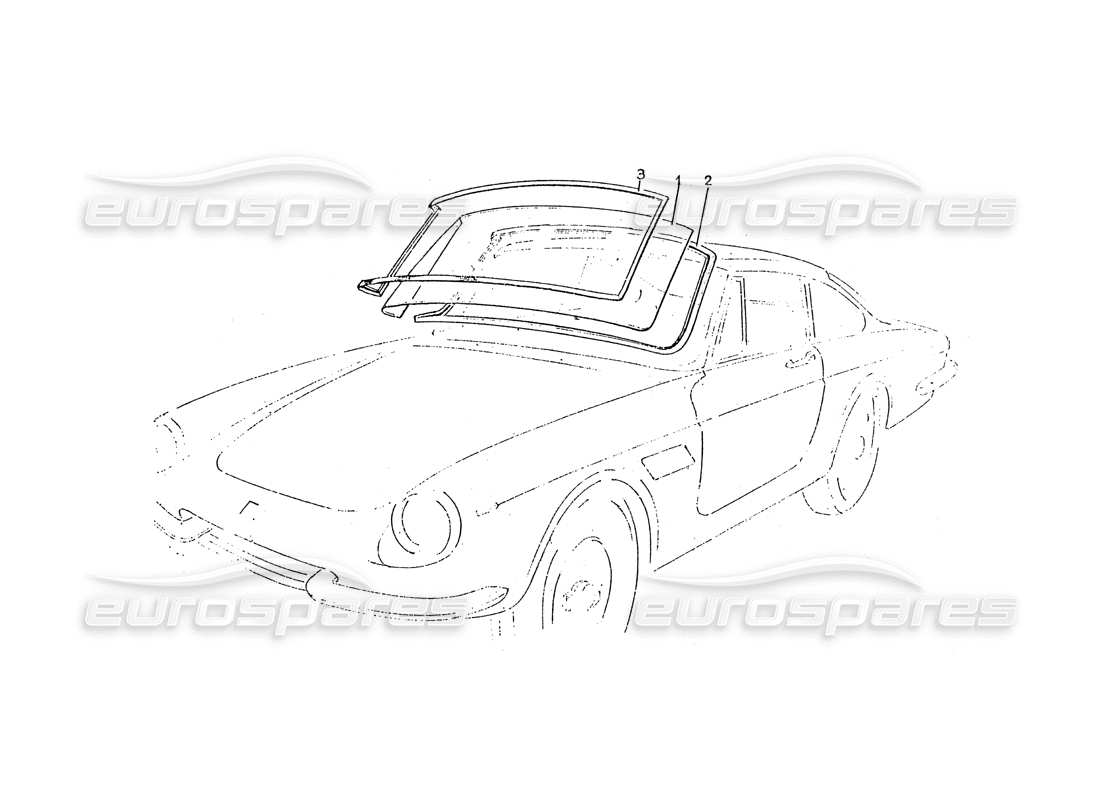 ferrari 330 gtc / 365 gtc (coachwork) diagramme des pièces de l'écran avant