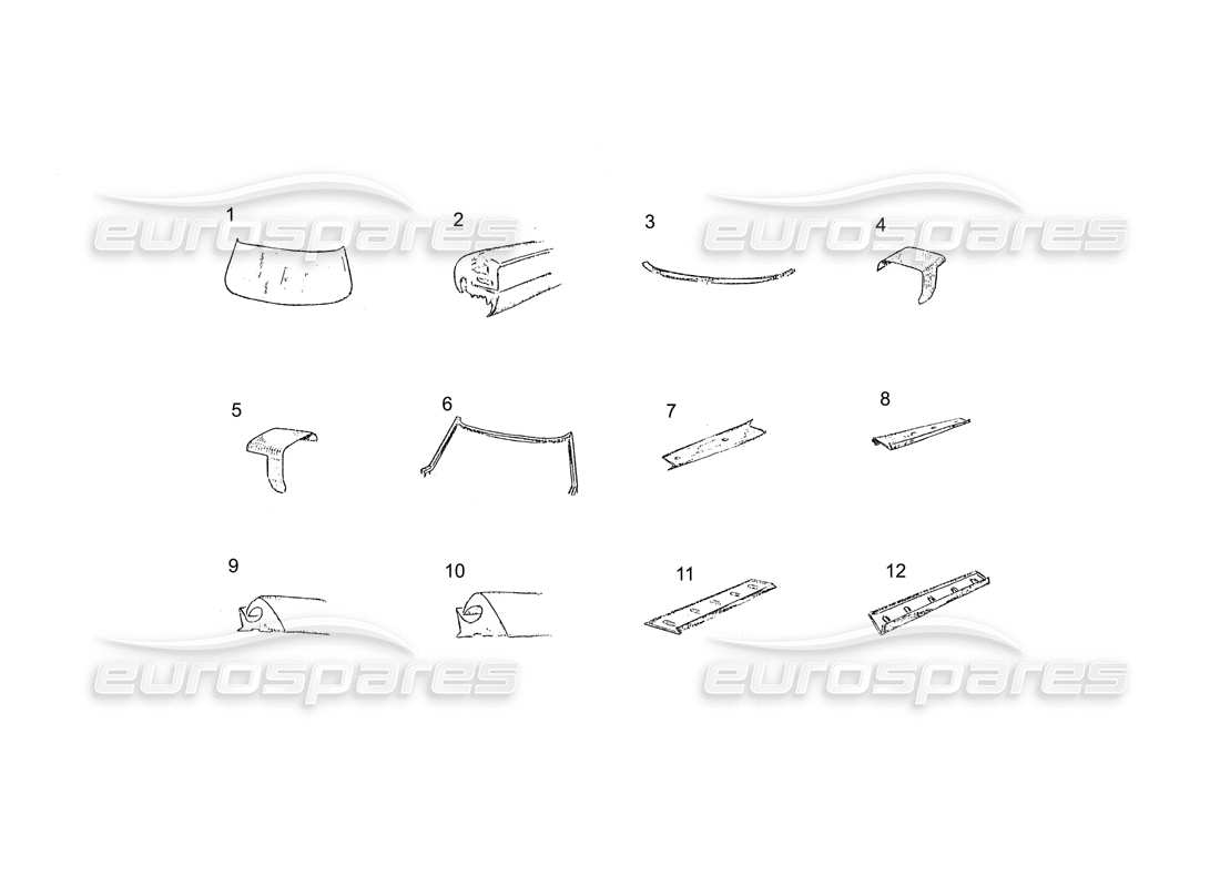 ferrari 250 gt (coachwork) diagramme des pièces en verre et en caoutchouc
