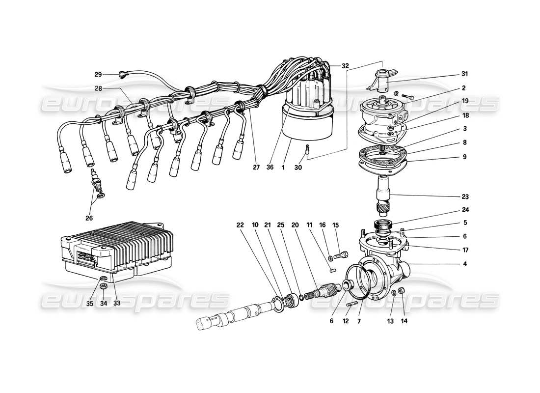 ferrari 400i (1983 mechanical) allumage du moteur schéma des pièces