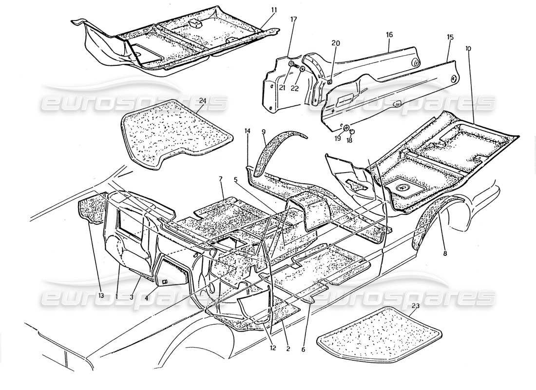 maserati 2.24v schéma des pièces pour tapis et feutres