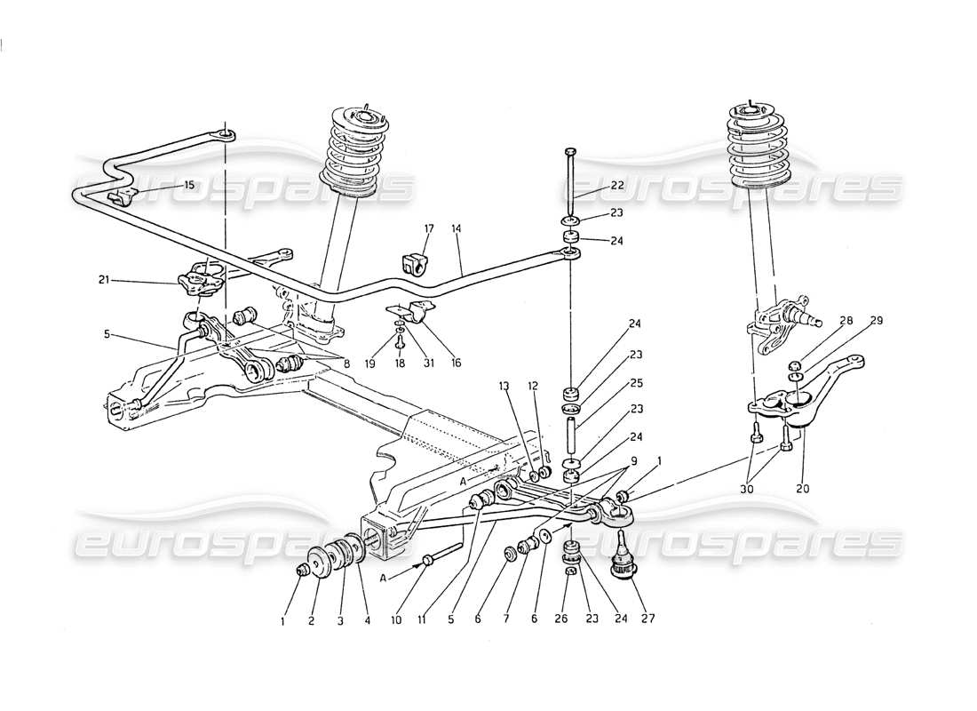 maserati biturbo 2.5 (1984) suspension avant schéma des pièces