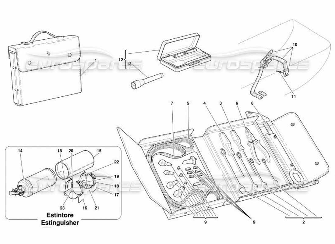 ferrari 550 barchetta schéma des pièces de l'équipement et des fixations des outils