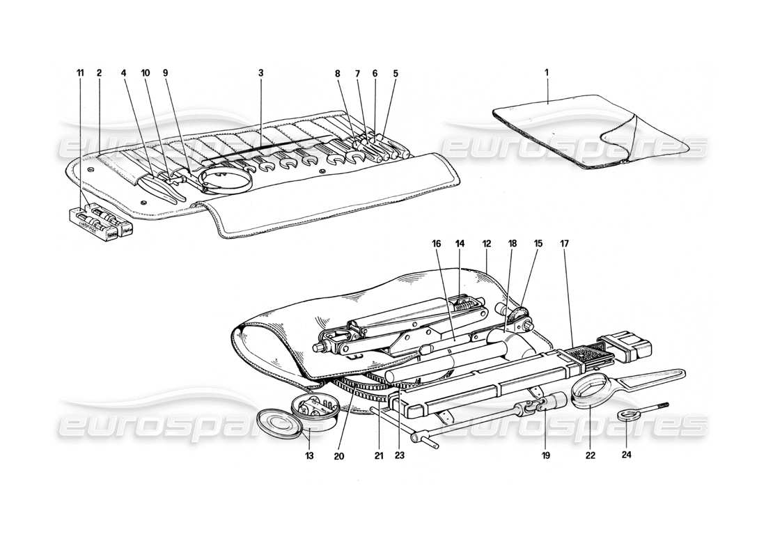 ferrari 512 bbi schéma des pièces du kit d'outils