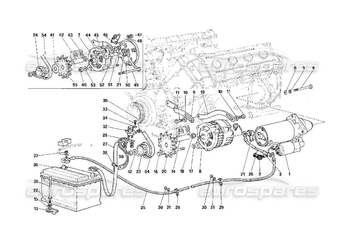ferrari f40 diagramme de pièces de génération de courant