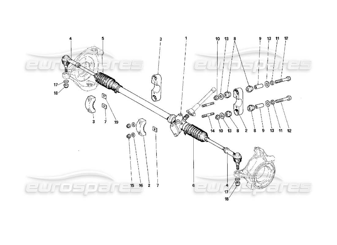 ferrari f40 schéma des pièces du boîtier de direction et de la tringlerie