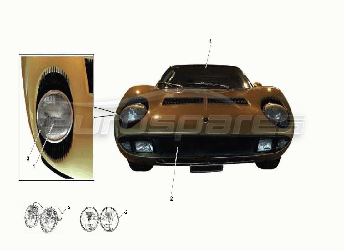 lamborghini miura p400 lumières schéma des pièces