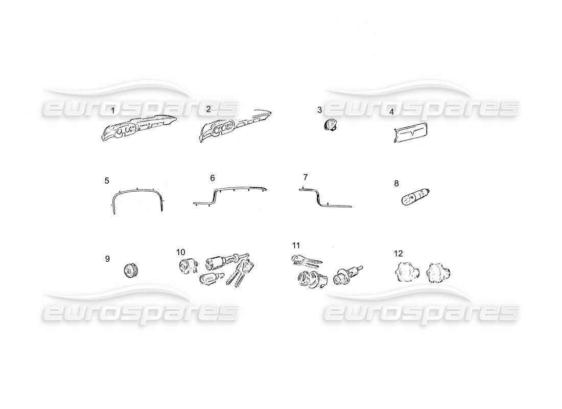 ferrari 250 gt (coachwork) diagramme des pièces de garniture du tableau de bord