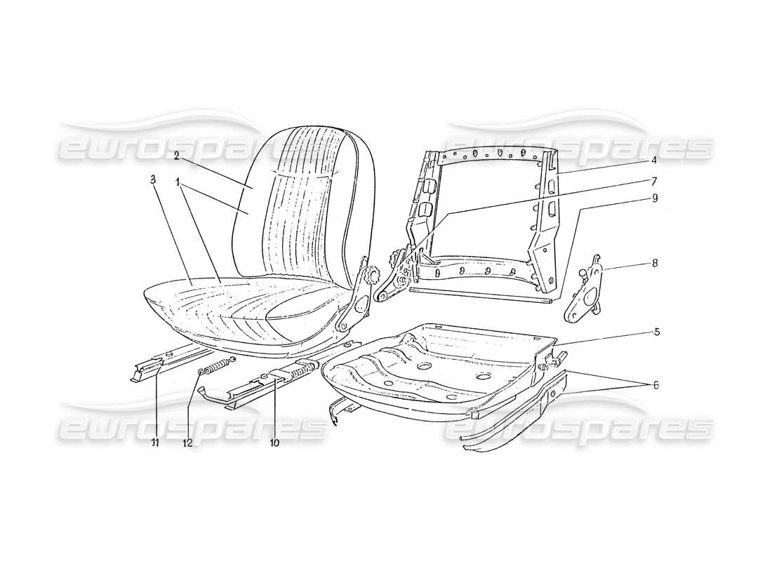 ferrari 330 gtc / 365 gtc (coachwork) schéma des pièces des sièges