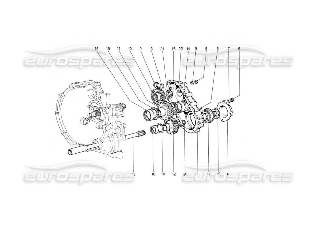 ferrari 512 bb schéma des pièces de transmission de la boîte de vitesses