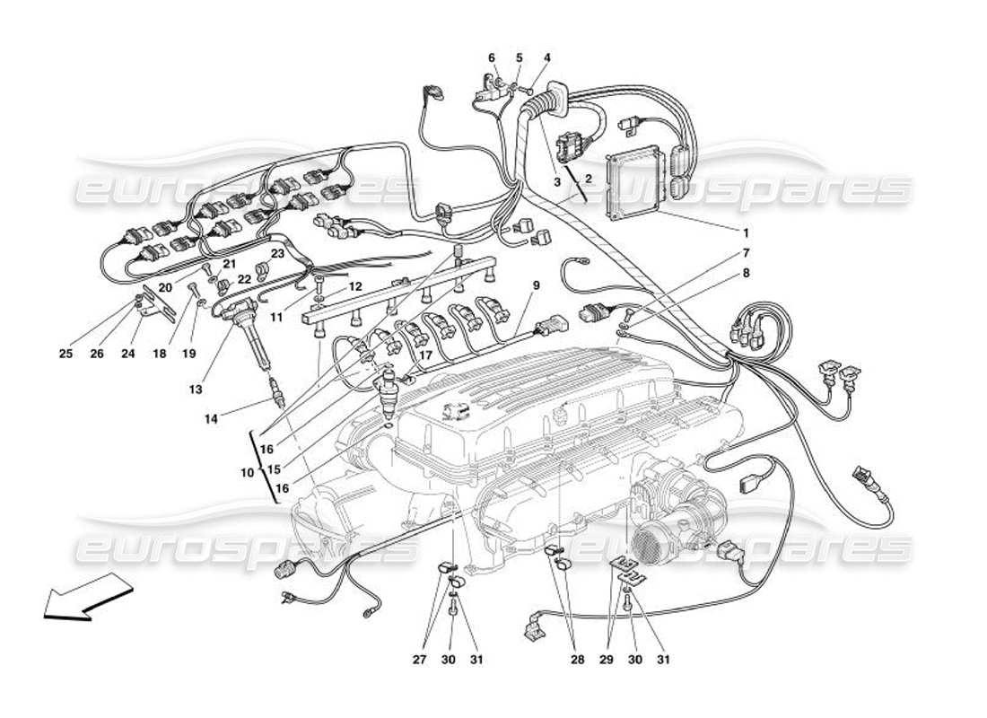 ferrari 575 superamerica injection - schéma des pièces du dispositif d'allumage