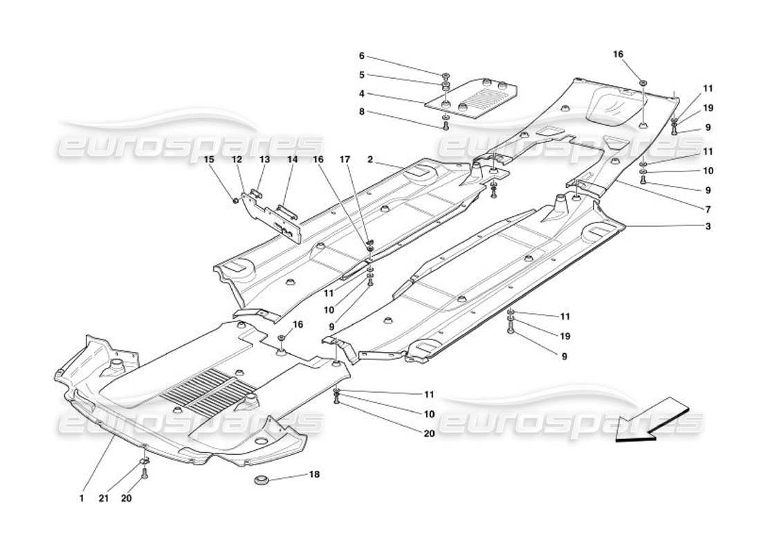 ferrari 575 superamerica schéma des pièces du bac à plancher plat