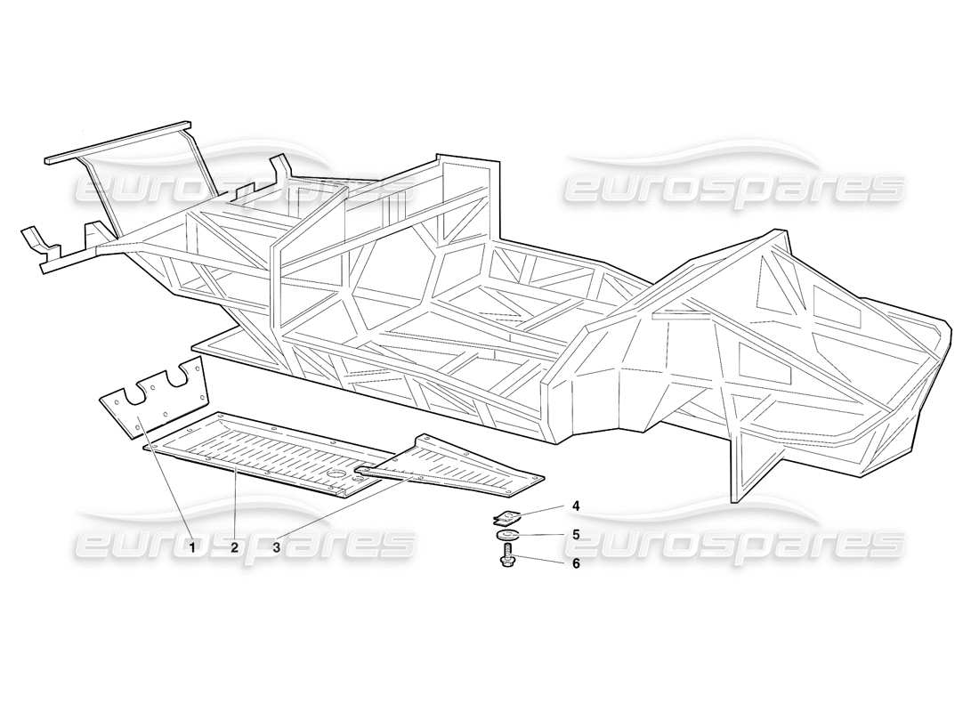lamborghini diablo vt (1994) éléments du cadre (valable pour la version japonaise - avril 1994) diagramme des pièces