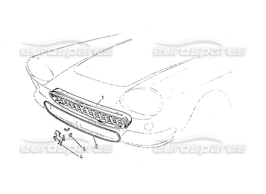 ferrari 330 gt 2+2 (coachwork) schéma des pièces de la calandre avant