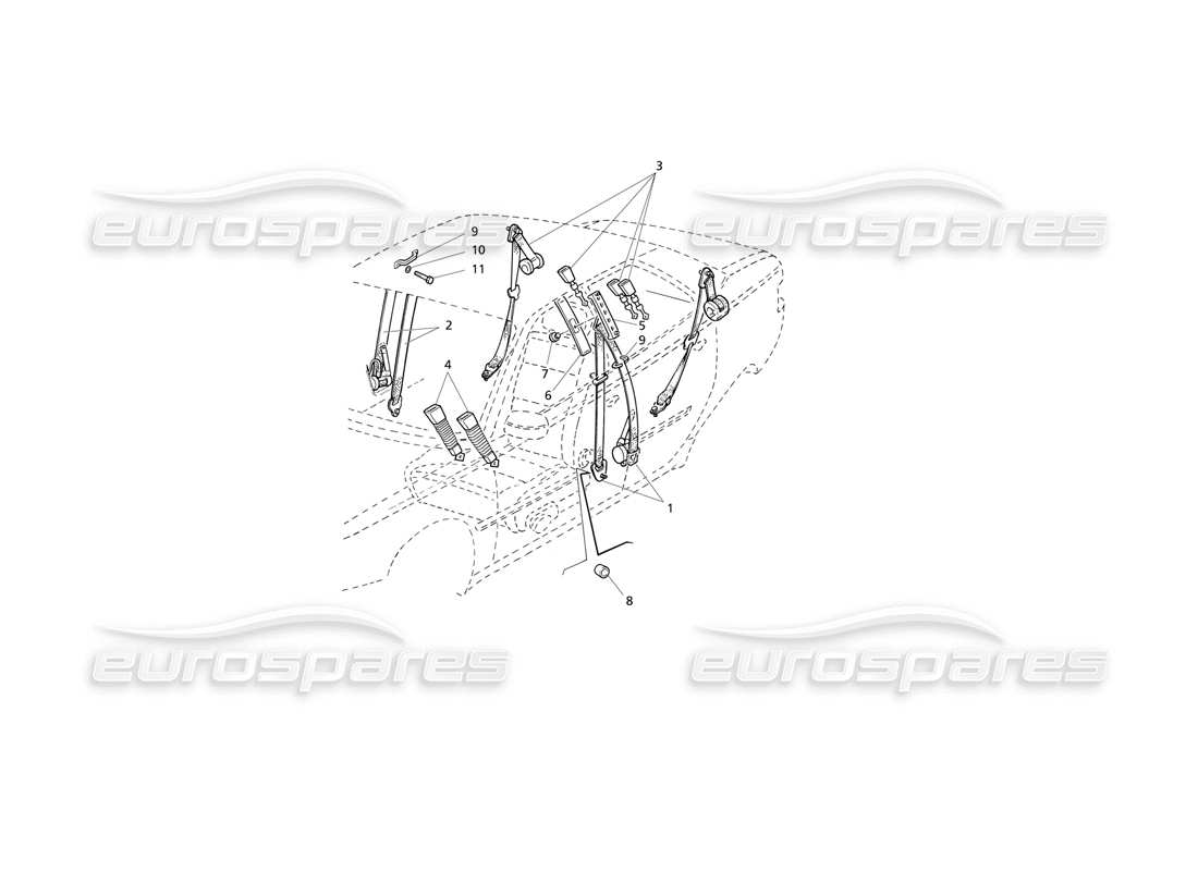 maserati qtp v6 evoluzione schéma des pièces des ceintures de sécurité
