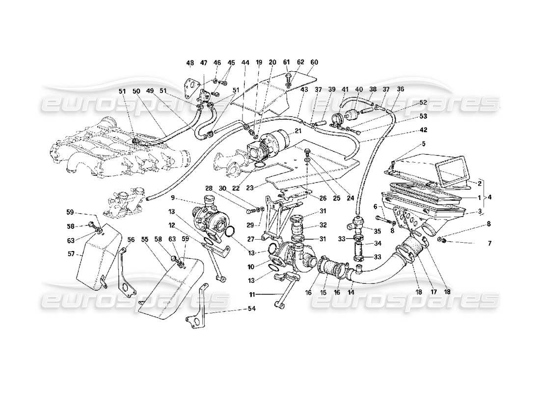 ferrari f40 système d'offre excédentaire - pas pour les voitures avec catalyseur - schéma des pièces