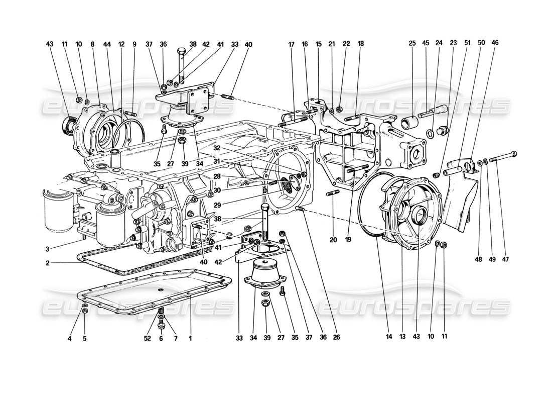 ferrari 512 bbi boîte de vitesses - supports et couvercles schéma des pièces