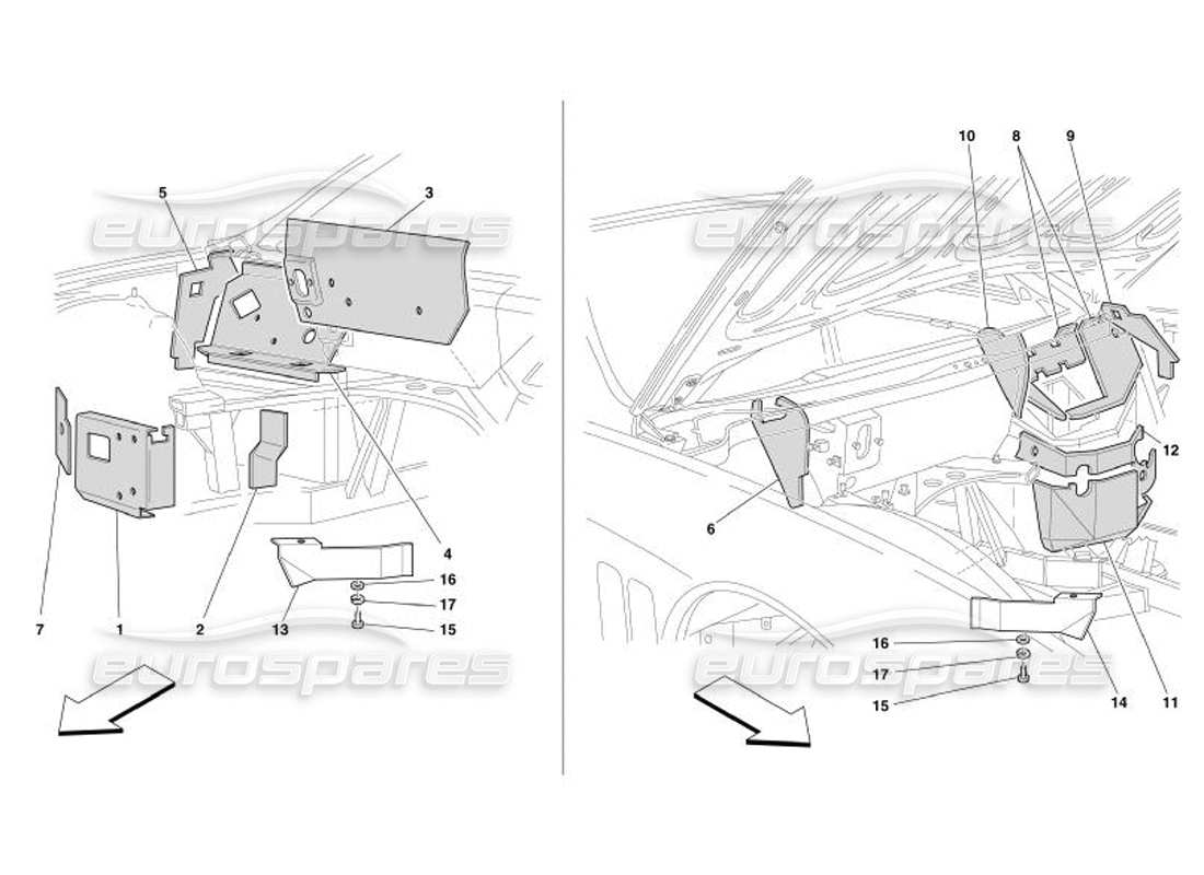 ferrari 575 superamerica isolations ignifuges du compartiment moteur -pas pour gd- schéma des pièces