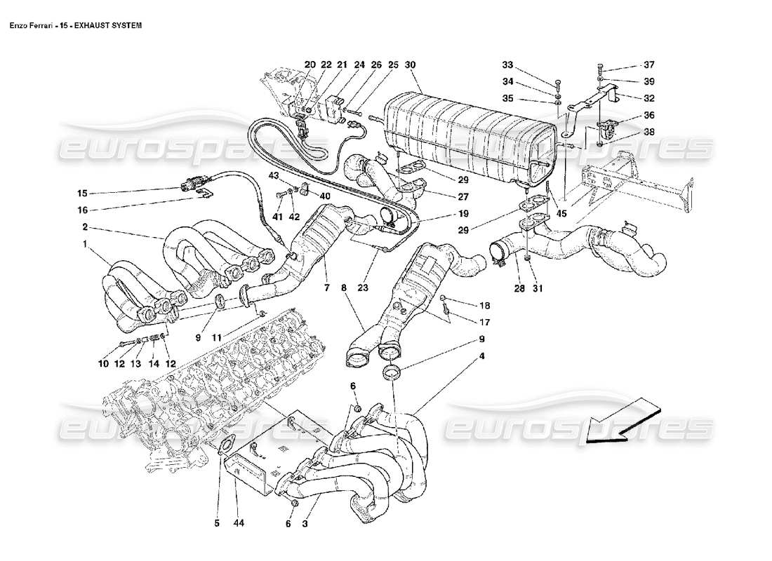 ferrari enzo système d'échappement schéma des pièces